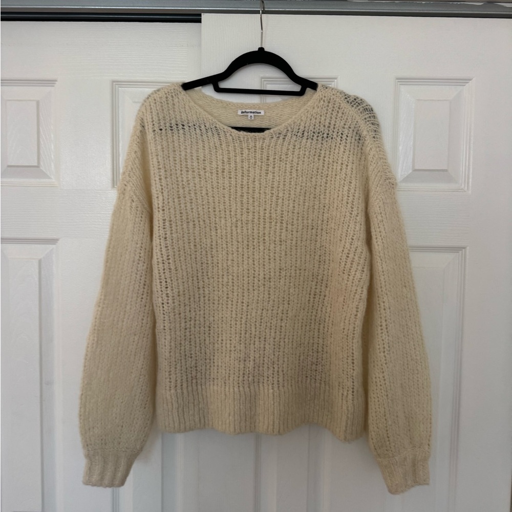 Reformation Kaya Oversized Alpaca Blend Sweater Cream